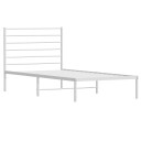 vidaXL Sengeramme i metall med hodegavl hvit 90x190 cm