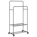 vidaXL Klesstativ med hylle med hjul Svart 80 x 53 x 156 cm