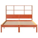  Seng med bokhylle uten madrass voksbrun 120x200 cm heltre furu 8721158603913