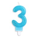 Kakelys Tall Glitter Blå   Tallet 3