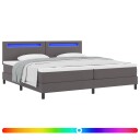  Box Spring Seng med Madrass Grå 200x200 cm Faux Skinn