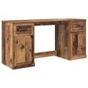 vidaXL Skrivebord med skap Gamle tre 154,5 x 50 x 75 cm Konstruert tre