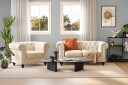 Chesterfield Lyx 2 seter Fløyelssofa – Liten dyp sofa   Beige Fløyel