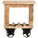 vidaXL Sidebord med hjul 40x40x42 cm grovt mangotre