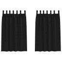  Gardiner med gardiner 2 pcs Svart Polyester