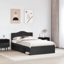  Sengestamme med hodegjerde Svart 135 x 190 cm Massiv furu