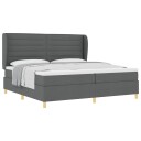  Box Spring Seng med Madrass Mørkegrå 200x200 cm Stoff