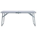 Sammenleggbart campingbord hvit aluminium 60x40 cm