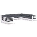 vidaXL Hagesofagruppe med puter 10 deler hvit heltre furu
