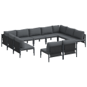  Hagesofa Set 11 pcs Antrasitt Stål
