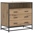 vidaXL Skuffeskap 3-Skuff Artisan eik 70 x 41 x 70 cm Konstruert tre