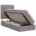 vidaXL LED lagringseng med madrass Gråbrun 90 x 190 cm Stoff