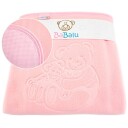 Fleece-bomullsteppe med babyens navn og dedikasjon rosa