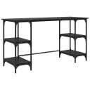 vidaXL Skrivebord med hylle Svart Eik 140 x 50 x 75 cm Konstruert tre