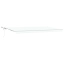 Automatisk uttrekkbar markise med LED Hvit 600x350 cm  Markise erstatningstoff for 6x3.5 m ramme Hvit