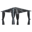 vidaXL Paviljong med gardin og LED-strenglys 3x3 m antrasitt aluminium