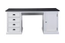 Hampton Skrivebord 170 cm med Oppbevaring 4 Skuffer + Skap   Hvit Mahogny/Svart