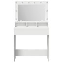  Smykkebord med LED lamper Hvit 79x41x135 cm