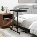 vidaXL Sidebord med hjul svart 55x35x70 cm konstruert tre