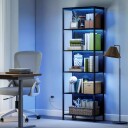 Bokhylle med LED belysning – 5 etasjers 7 farger svart
