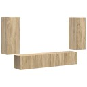  TV vegghyllesett Veggmontert 4 pcs Sonoma eik Konstruert tre