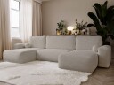 Elvior 5 seters U formet sovesofa med dobbeltdivan   beige