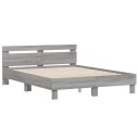 vidaXL Sengeramme med hodegavl grå sonoma 140x190 cm konstruert tre 8721012246560