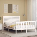vidaXL Sengeramme med hodegavl hvit 4FT small double heltre