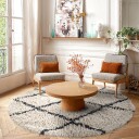 Rundt teppe   Alcott Natural Cotton Shaggy svart/hvitt Størrelse: Ø 200 cm