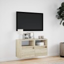  Vegghengt TV-benk med LED sonoma eik 80x31x45 cm 8721102968945
