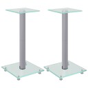 Høyttalerstativ 2 stk herdet glass 1-stolper design sølv