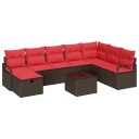 vidaXL Sofa sett med pute med lagring 9 pcs Brun polyrotting