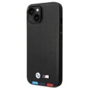 BMW Originalt Mobildeksel til iPhone 14 Plus - Svart Lær med Trefargede Deler