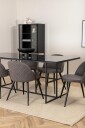 Venture Home   Spisegruppe Leif med 6 Velvet Stitches spisestoler   Svart