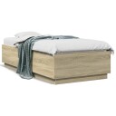  Sengeramme med LED-lys sonoma eik 75x190 cm konstruert tre 8721012274044