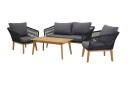 Venture Design Chania sofagruppe Grå med grå pute 2-seters sofa lenestoler & bord 110x60 cm Svart