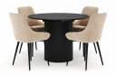 Scandinavian Choice Kopparbo Rund Spisegruppe 106 156cm med 4 Alsarp Spisestoler   Svart