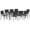 9 Delt Hage Spisegruppe Svart Poly Rattan