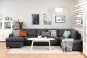 Crazy 5 seters Høyrevendt U formet X Large Sofa med Divan og Sjeselong i Stoff   Mørk grå