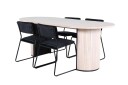 Venture Design Bianca & Kenth spisegruppe Svart/natur 4 stoler & bord 200 x 90 cm