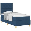  Box Spring Bed med madrass Blå 90x200 cm Stoff