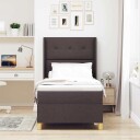  Box Spring Seng med Madrass & LED Mørk Brun 90x200 cm Stoff