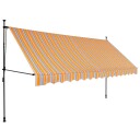 vidaXL Manuell uttrekkbar markise med LED 350 cm gul og blå