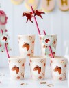 6 stk Pappkrus med Hest og Blomster 220 ml Hester og Blomster