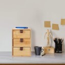 Desk Organizer med 3 skuffer – Bambusoppbevaringsløsning