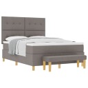  Bokfjederseng med Madrass og Benk Taupe 140x190 cm Stoff