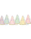 PartyDeco Partyhatter Pastell med Stjerner - 6-pakning