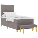  Box Spring Seng med Madrass & Benk Taupe 90x200 cm Stoff