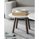 Rowico Home Taransay Sofabord, Beige travertin, Brun eik, Ø60   Unoliving