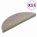 vidaXL Selvklebende trappematter sisal-utseende 15 stk 56x20cm gråbrun